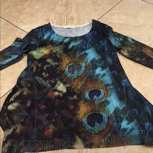 Indigo Soul Multicolor Peacock Print Top